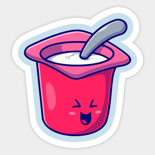 Cute Yoghurt Cup Cartoon Sticker